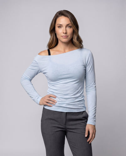 Damen asymmetrisches Longsleeve-Oberteil mit offenem Schulterdesign