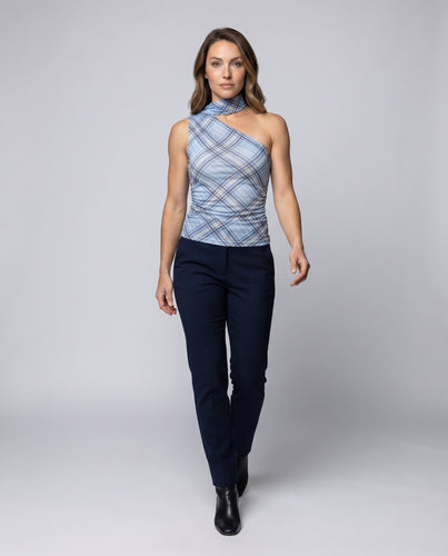 Damen asymmetrisches Oberteil mit raffiniertem Halstuch