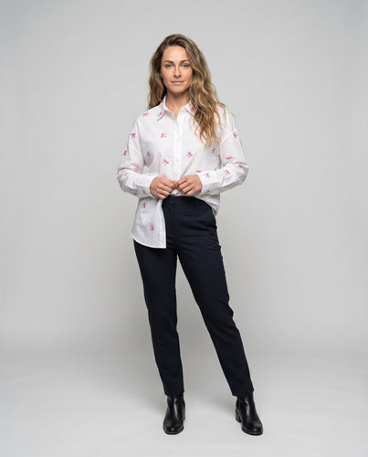 Damen elegante Bluse mit dekorativen Schleifensticken