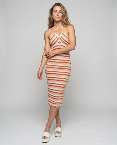 Damen gehäkeltes Maxikleid mit trendigem Cut-Out-Design
