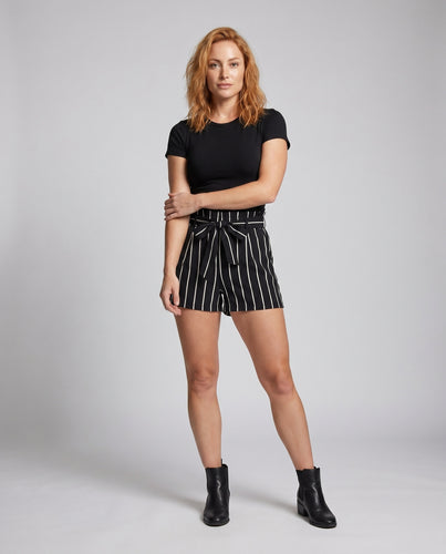 Damen lässige Hose mit Bindegürtel und gestreiftem Design