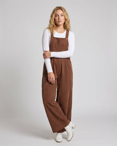 Damen Lässiger Cord-Overall mit weiten Beinen und Knopfdetails