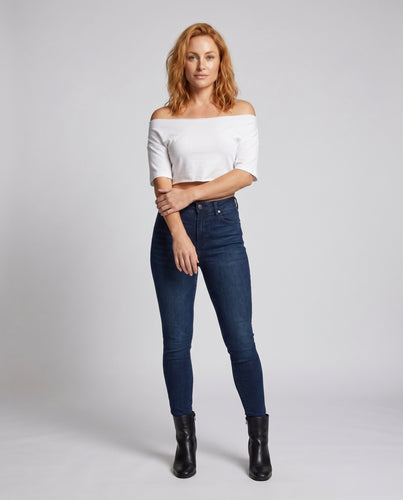 Damen lässiges Off-Shoulder Crop-Top
