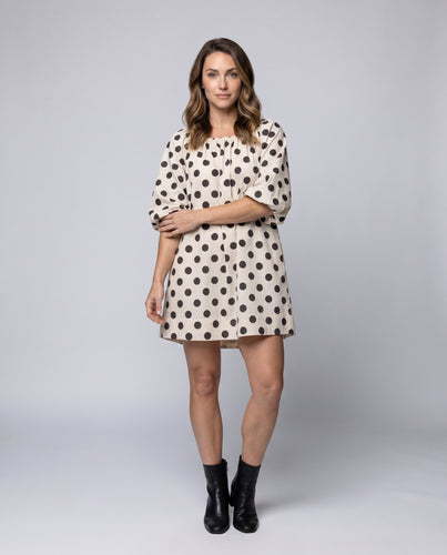 Damen lässiges Polka-Dots Sommerkleid mit weitem Schnitt