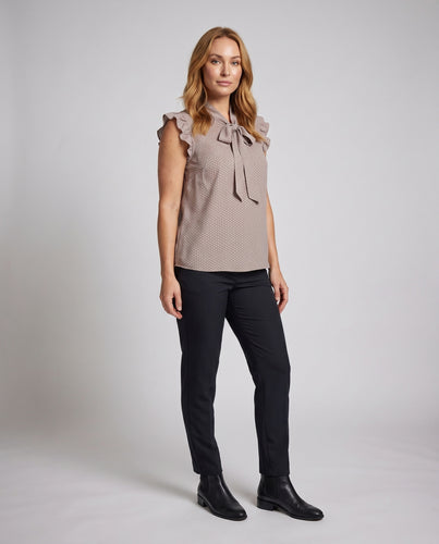 Damen leichte Bluse mit Schleifenverschluss und Punkten