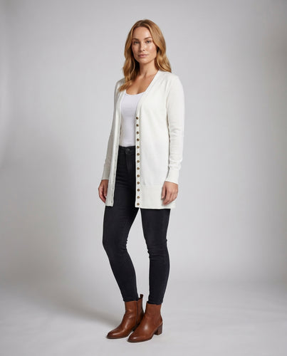 Damen Lockerer Strickcardigan mit Knopfdetails