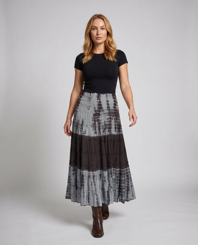 Damen Longmaxi-Rock mit modischem Batikmuster