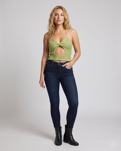 Damen luftiges Häkel-Oberteil mit Cut-Out-Design
