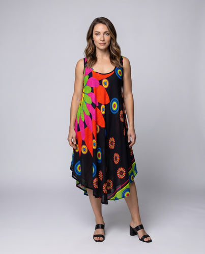 Damen luftiges Maxikleid mit buntem, floralen Design