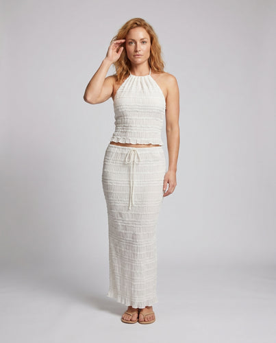 Damen luftiges Strick-Top und maxirock Set