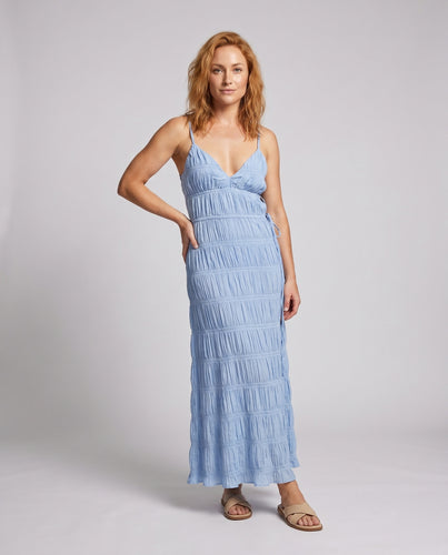 Damen Maxikleid mit schmeichelhaftem Falten-Design und verstellbaren Trägern