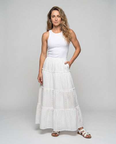 Damen Maxirock mit voluminösem Design und romantischen Rüschendetails