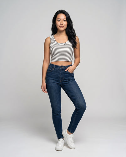 Damen modisches Crop-Top mit streifenförmigem Rippdesign
