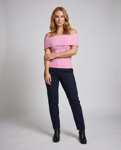 Damen Off-Shoulder Strickoberteil mit modernen Rippdetails