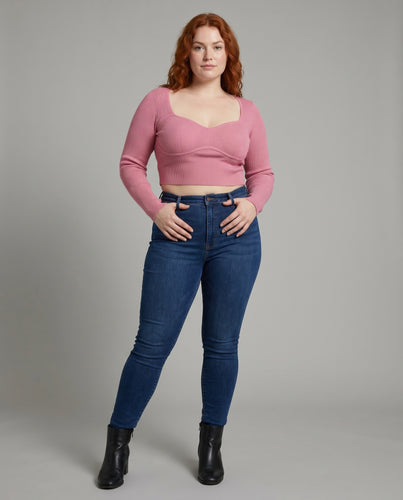 Damen Pulli mit weitem Ärmel und herzförmigem Ausschnitt