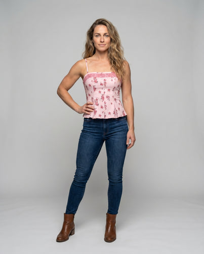 Damen romantisches Spitzentop mit floralen Details