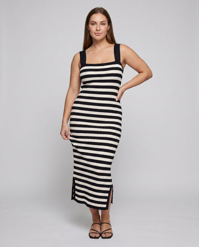 Damen Stretchkleid mit modernen Streifen