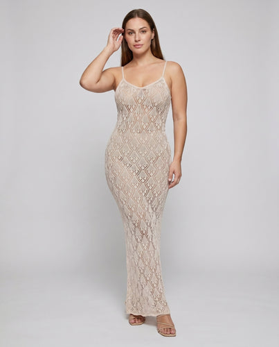 Damen transparentes Häkelkleid