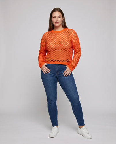 Damen transparentes Netzpullover