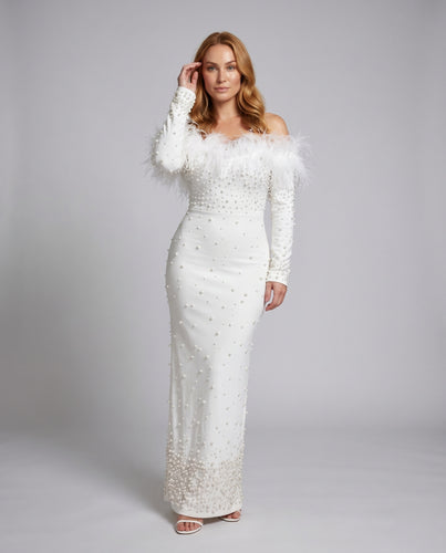 Damen Elegantes Abendkleid mit schulterfreiem Design und funkelnden Akzenten R&B