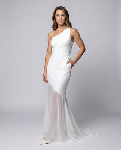 Damen Elegantes asymmetrisches Abendkleid R&B