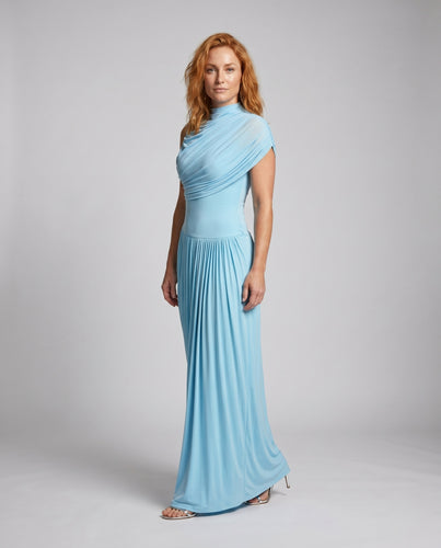 Damen Elegantes Maxikleid mit asymmetrischem Design und raffinierter Drapierung R&B