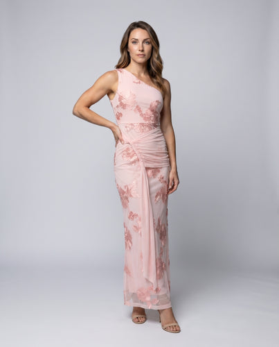Damen Elegantes Maxikleid mit asymmetrischem Schnitt und floralem Design R&B