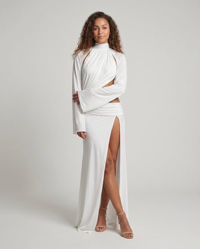 Damen Elegantes Maxikleid mit raffiniertem Schnitt und fließendem Stoff R&B