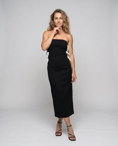 Damen Elegantes Wickelkleid mit schulterfreiem Design und seitlichen Schleifen R&B