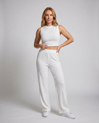 Damen Figurbetontes Crop-Top mit Wellenstruktur und hohem Hals R&B