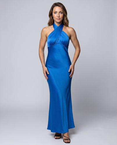 Damen Figurbetontes Maxikleid mit schickem Halterdesign R&B