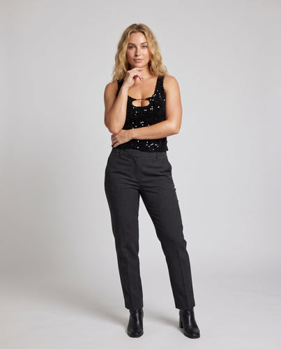 Damen Funkelndes Pailletten-Top mit tiefem Ausschnitt und figurbetonter Passform R&B