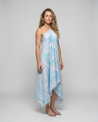 Damen Maxikleid mit asymmetrischem Saum und schulterfreiem Design R&B
