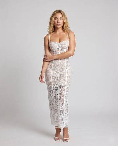 Damen Spitzenkleid mit elegantem Schnitt und zarten Trägern R&B