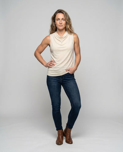 Damen ärmelloses Soft-Top mit elegantem Wickeldetail