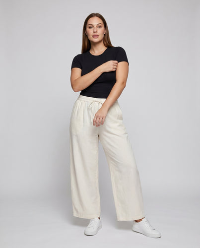 Damen elegante weit geschnittene Sommerhose mit elastischem Bund