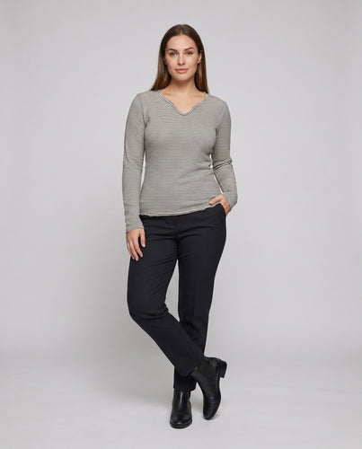 Damen gestreiftes Langarmshirt mit elegantem Rundhalsausschnitt