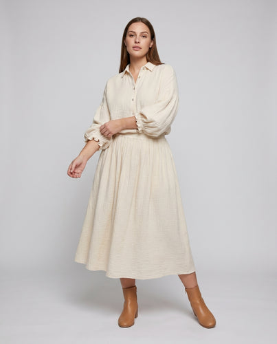 Damen lässige Button-Up Bluse mit voluminösen Ärmeln
