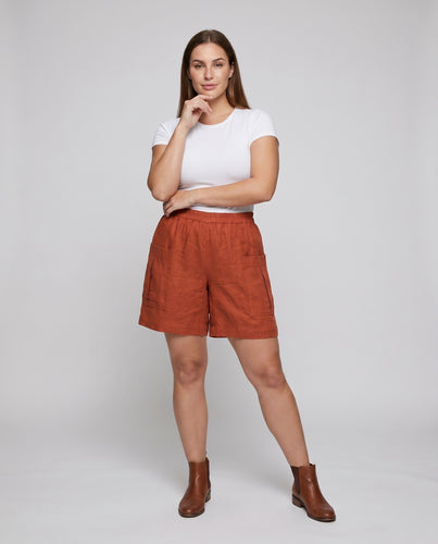 Damen lässige Leinen-Shorts mit praktischen Eingrifftaschen