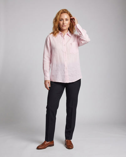 Damen lässige Leinenbluse mit oversize Schnitt und eleganten Raffungen