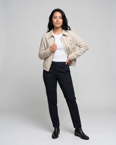 Damen lässige Leinenjacke mit reißverschlusssicherer Brusttasche