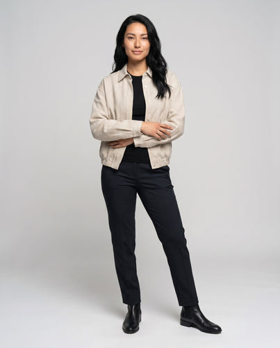 Damen lässige Leinenjacke mit voluminösen Ärmeln