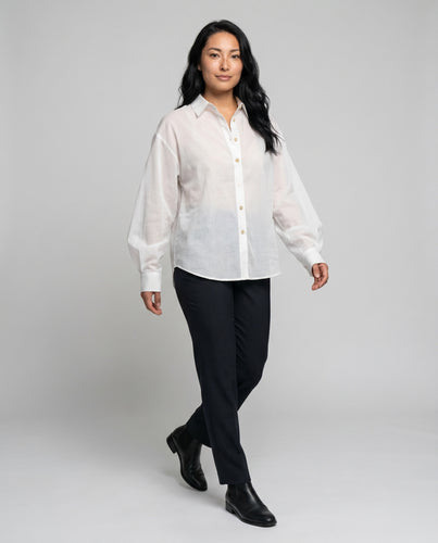 Damen lässige Oversized-Hemdbluse aus hochwertigem Stoff mit elegantem Schnitt