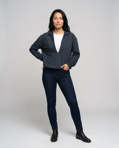 Damen lässige Sweatjacke mit V-Ausschnitt und eleganter Silhouette