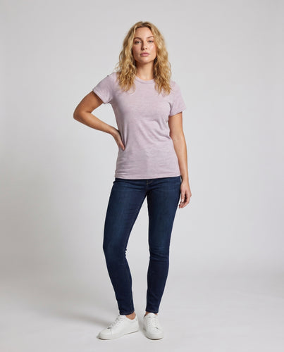 Damen lässiges Baumwoll-T-Shirt mit umgeschlagenen Ärmeln