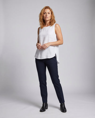 Damen lässiges Leinenoberteil mit asymmetrischem Saum und lockerer Passform