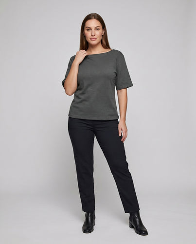 Damen lässiges Rundhals-T-Shirt mit weiten Ärmeln und weichem Griff