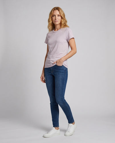 Damen lässiges T-Shirt mit umgeschlagenen Ärmeln