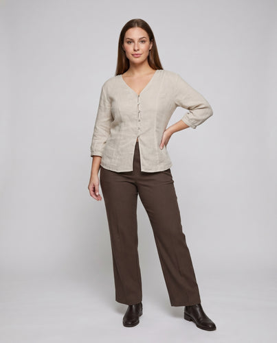 Damen luftige Linnenbluse mit strukturiertem Design