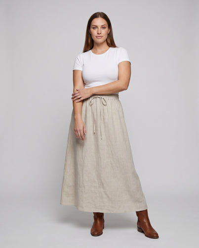 Damen luftiger Maxirock mit elastischem Bund und zeitloser Silhouette